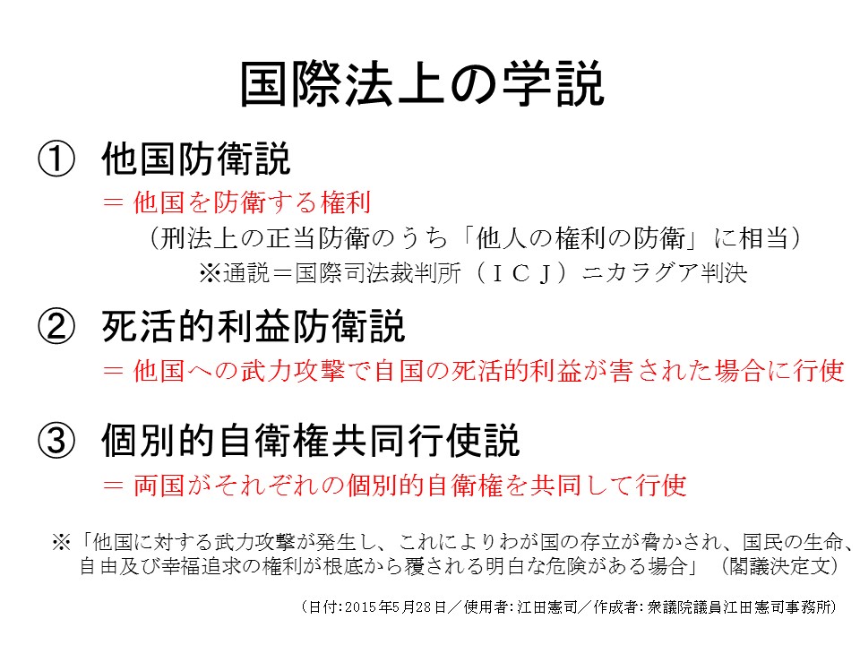 シリーズ「安保法制」・・・①国際法にいう「集団的自衛権」とは？ - 今週の直言